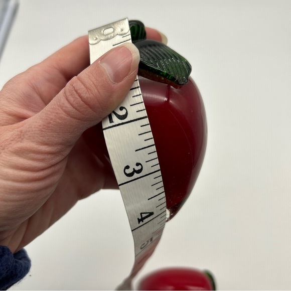 Set Of 2 Red Peppers Vintage Murano Style Art Glass Hand Blown Vegetable Fruit - Picture 5 of 13